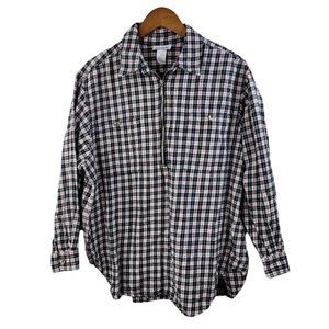 Vintage Y2K Plaid Pullover Top Shacket Plus size 1X 16W 1/2 Zip up Flannel